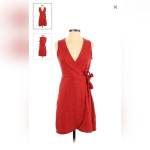 Madewell Texture & Thread Side Tie Enamel Red Minidress